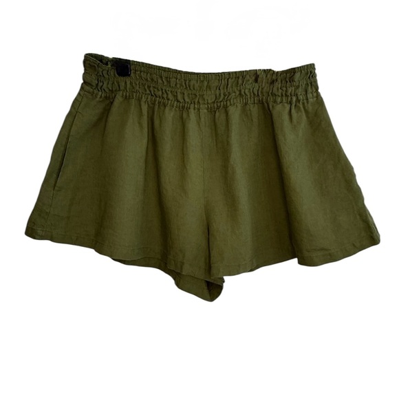 NWT by ANTHROPOLOGIE The Somerset Linen Shorts High Rise Olive Green Women's XL - Picture 3 of 9